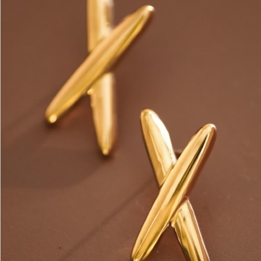 18K Gold X Earrings (2015) - Picture 3 of 6